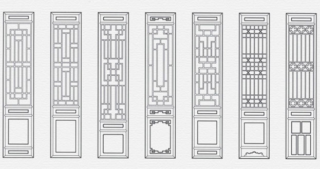 盐山常用中式仿古花窗图案隔断设计图